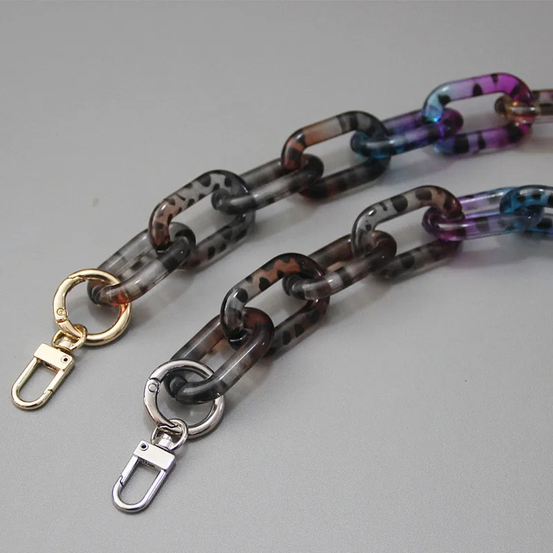 New Fashion Woman Handbag Accessory Chain Detachable Replacement Leopard Amber Colorful Color Strap Women DIY Clutch Resin Chain