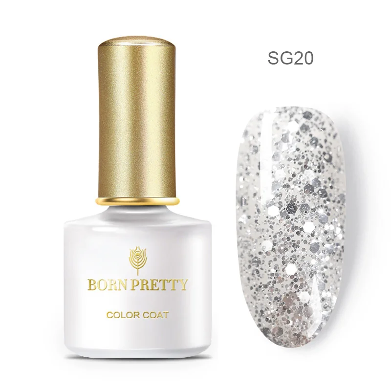 BP-SG20 Гель-лак для ногтей BORN PRETTY с блестящими блестками, 6 мл, глазирующий УФ-гель розового, золотого, серебряного цвета, сияющий, впитывающий УФ-Гель-лак для ногтей - Цвет: BP-SG20