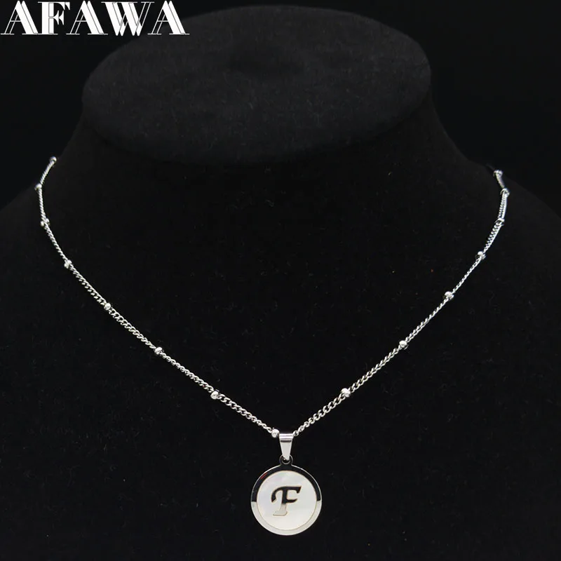 Модное ожерелье из ракушек нержавеющей стали с буквой F 2021 женское бисера