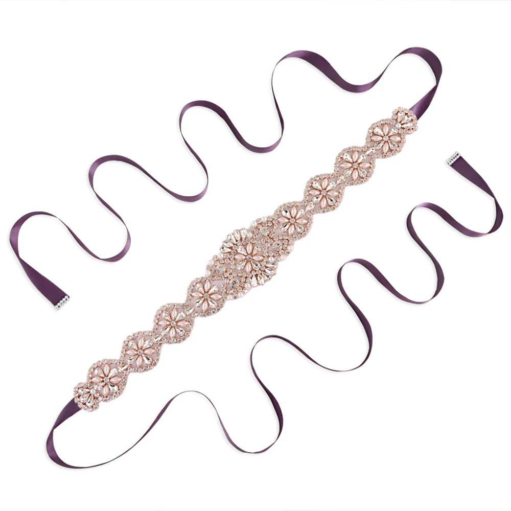 TRiXY, S161-RG, женские Стразы, свадебный пояс, аксессуары для свадебного пояса, свадебные аксессуары - Цвет: purple