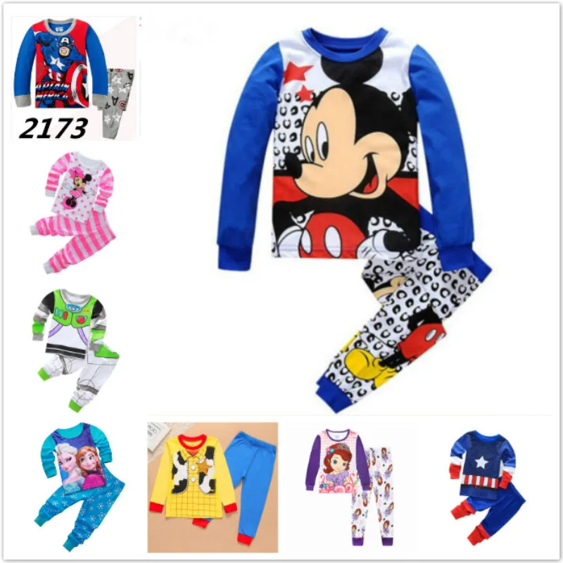 Pijama Mickey para chico s conjuntos de pijama para niños chico conjunto de manga larga de bebé niño de algodón de dibujos animados minnie chica ropa de dormir