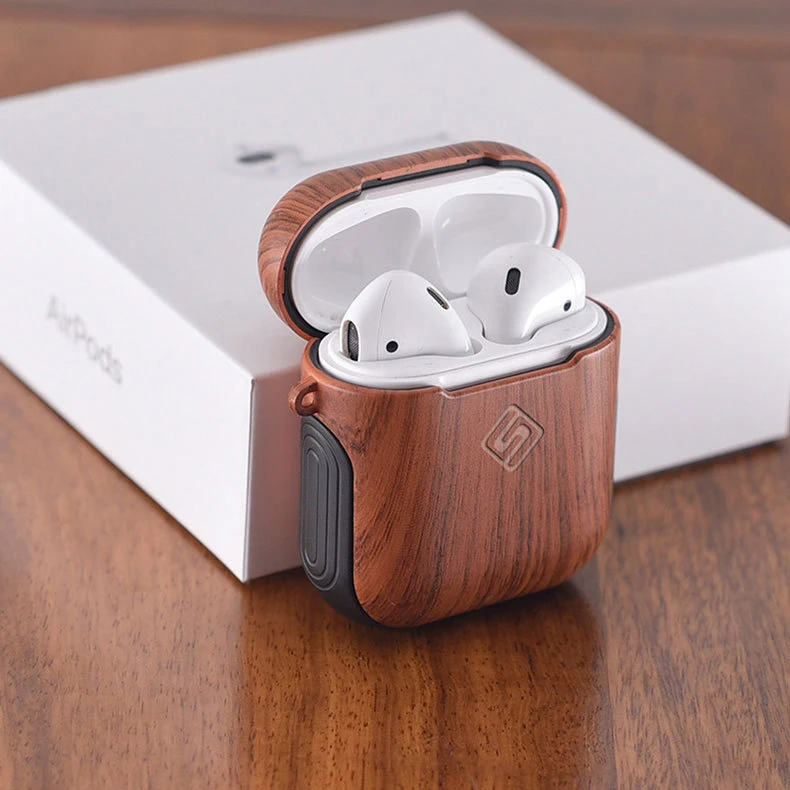 Роскошный чехол AirPods модный деревянный узор беспроводные Bluetooth наушники