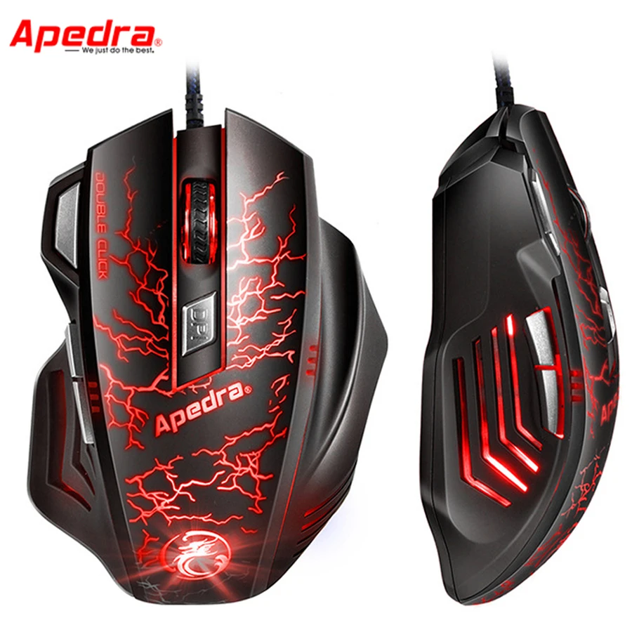 APedra A7 игровая мышь макро USB компьютерная 3200DPI 7 кнопок эргономичная Оптическая