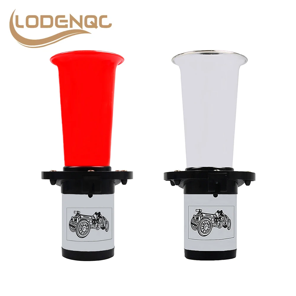 CarAirHorn12V115dBSingleTrumpet450HzLoudClassicChromeRed
