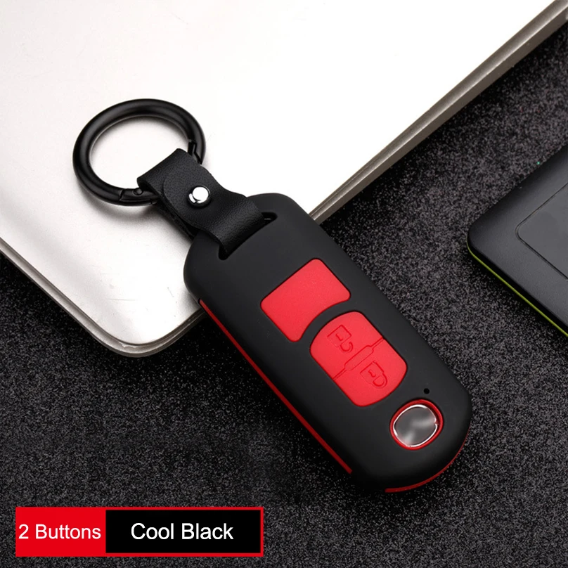 2Button Cool Black Автомобильный Стайлинг ABS углеродное волокно Автомобильный Дистанционный смарт-ключ чехол Брелок для Mazda 3 Mazda 6 CX5 CX4 CX-5 CX-7 CX-9 Atenza - Название цвета: 2Button Cool Black