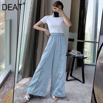 

DEAT 2020 new summer fashion women clothingStreamer over fold flare full length high waist pants female trousers WL841