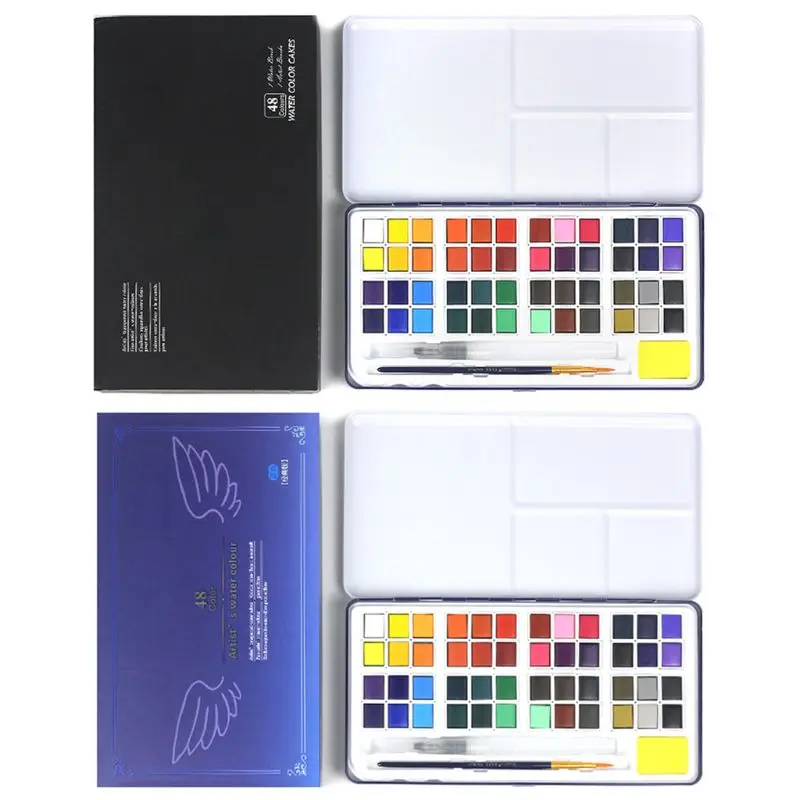 

48 Colors Foldable Portable Solid Pigment Watercolour Paint for Artists Students M5TB