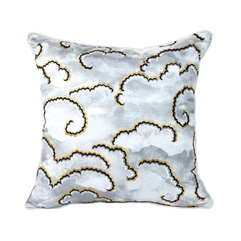 

DUNXDECO Cushion Cover Decorative Pillow Case Simple Light Luxury Art Gray Cloud Embroidery High Density Sofa Chair Coussin