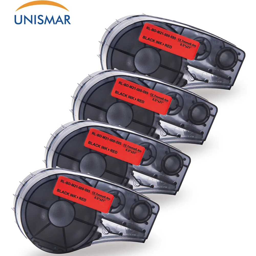 

Unismar 4PK Printer Ribbon for M21-500-595-RD High Adhesion Vinyl Film Compatible for Brady BMP2-Plus IDPAL LABPAL Label Printer