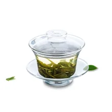 1 чайный термостойкий прозрачный стеклянный Gongfu 165 мл чайник, чашка для воды, маленький чайник с блюдцем и крышкой (Gaiwan) 1 чайный термостойкий прозрачный стеклянный Gongfu 165 мл чайник, чашка для воды, маленький чайник с блюдцем и крышкой (Gaiwan)