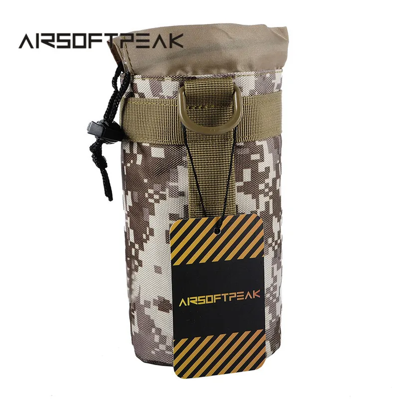 AIRSOFTPEAK Тактический футляр для фляги Чехол чайника Открытый кемпинг Сумка для охоты Molle Страйкбол Охота Спортивный Чехол для бутылочки - Цвет: Desert Camo