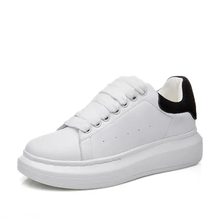 

2020 New Fashion Spring Autumn Genuine Leather flats sheos Women White Casual Shoes leisure Lace-up Platform single Shoes