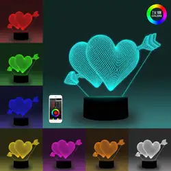 NiteApps 3D стрелка через сердце ночник настольная Иллюзия украшение лампа подарок на день рождения приложение/сенсорное управление