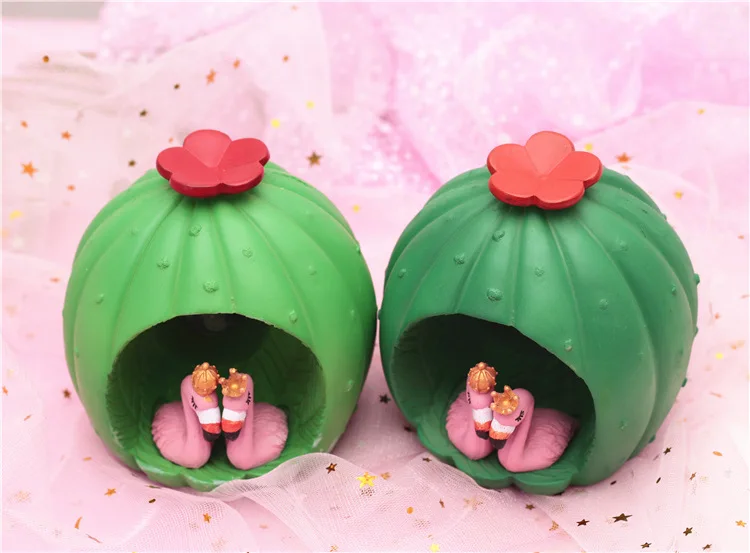 South Korea Creative Cute Deposit Cactus Flamingo Light Included Coin Bank Savings Bank Small Night Lamp Dormitory Desktop Ornam