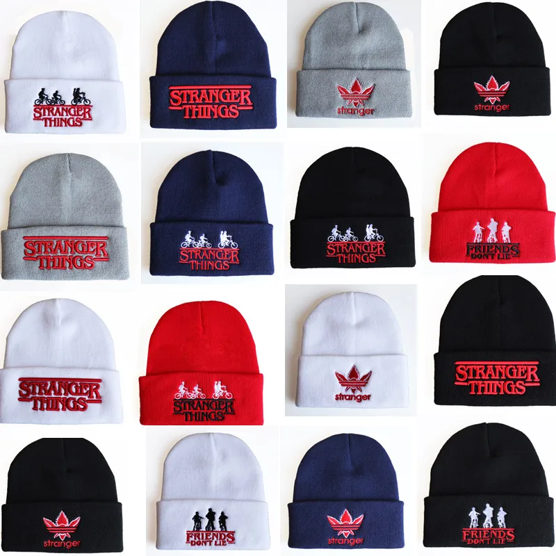 Горячая новинка вязаная шапка с вышивкой из фильма очень странные дела модная