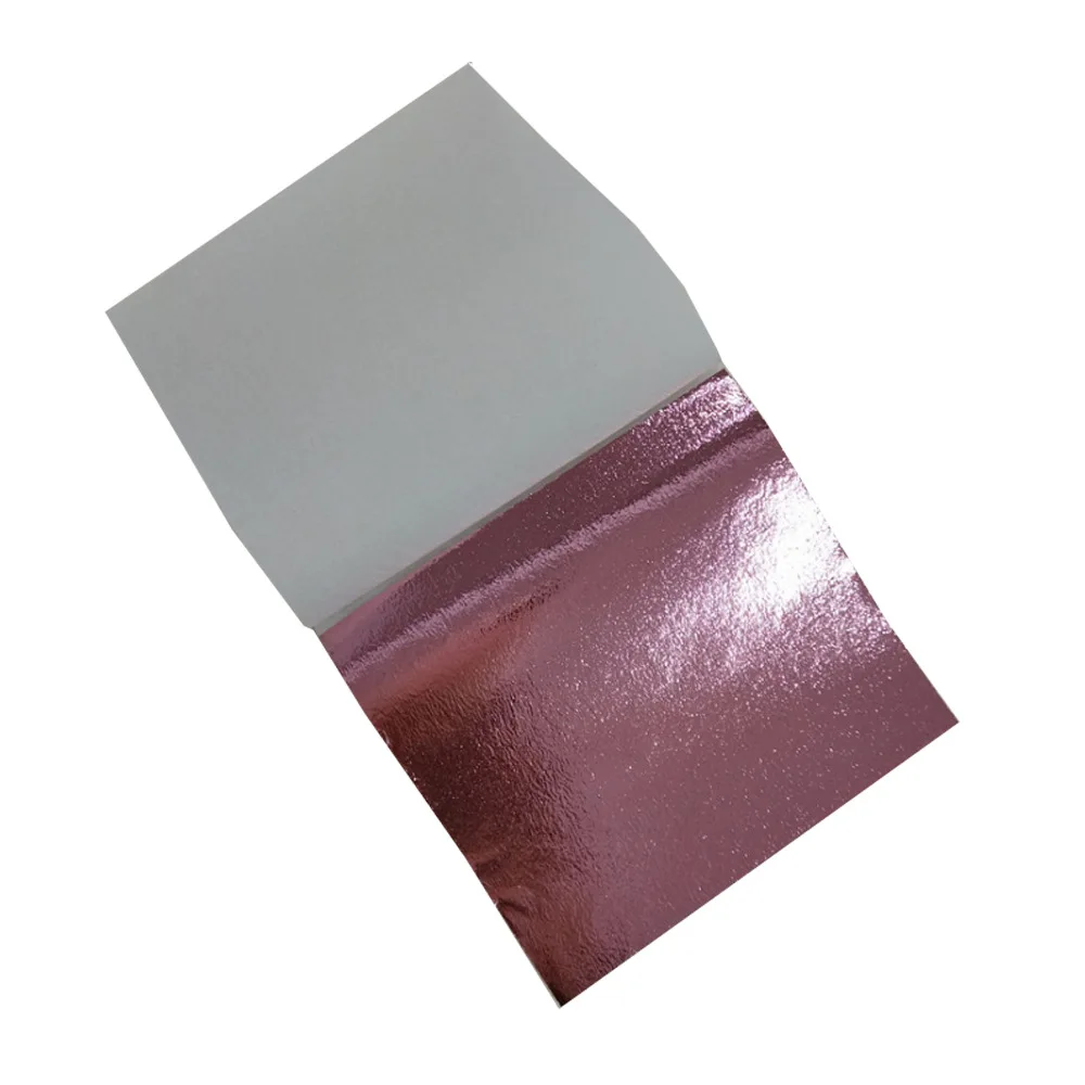 Pink 100 шт 9x9 см DIY художественная бумага для рукоделия имитация золотого листа Щепка медный листочек листья листы фольги бумага для украшения золочения ремесла - Цвет: Pink