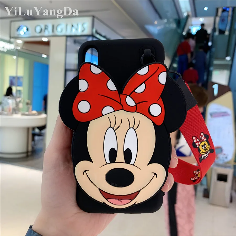 Mickey Minnie Zipper Wallet Cartoon Phone Case for iPhone 6 6s 7 8 Plus X XR XS 11 Pro Max Soft Silicone Bag Cover Coque Fundas