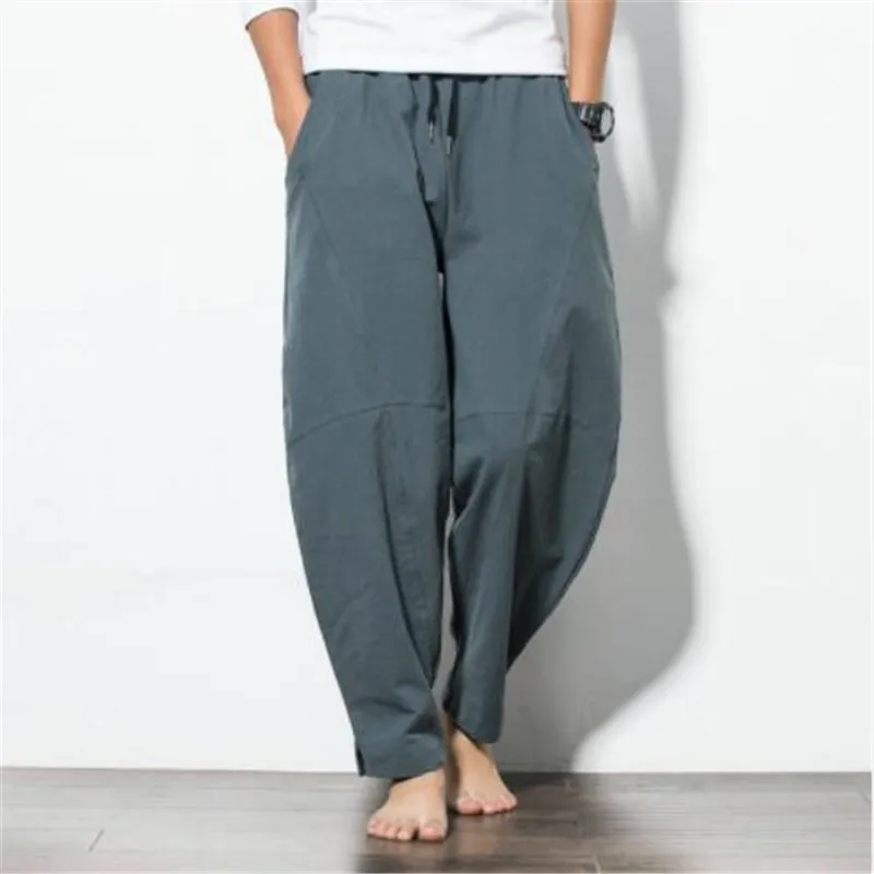 1 Autumn Plus Size Hip Hop Harem Pants Men Casual Loose Trousers Drawstring Joggers 5XL Chinese style cotton pants for Men - Цвет: 1
