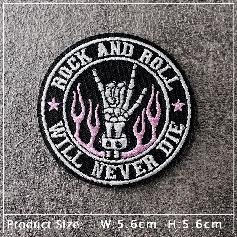 MUSIC WOLF ROCK AND ROLL Patch Embroidery Applique Ironing Sewing Supplies Decorative Badges For Clothing Accessories MAKE WISH