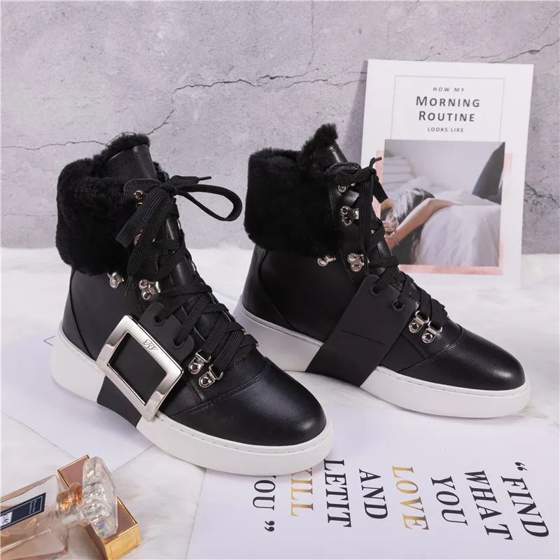 Женские ботинки; зимние ботинки; chaussures femme; женская плюшевая Повседневная обувь; scarpe donna; Botas Mujer; женская обувь с металлическим украшением; круглый носок