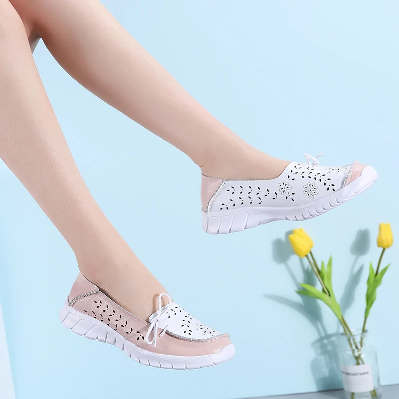 

2019 Spring women flats genuine leather shoes slip on ballet flats ballerines flats woman moccasins flat loafers shoes