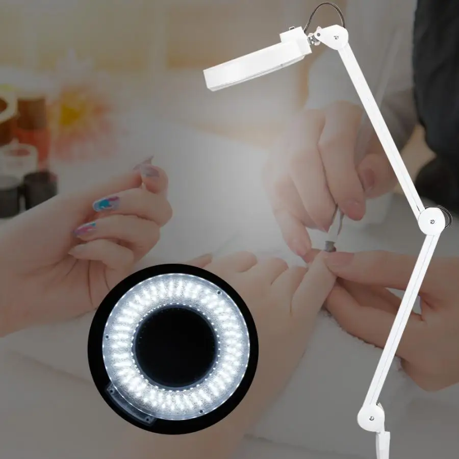 5x Magnifying Nail Art Lamp Adjustable Folding LED Nail Art Table Lamp