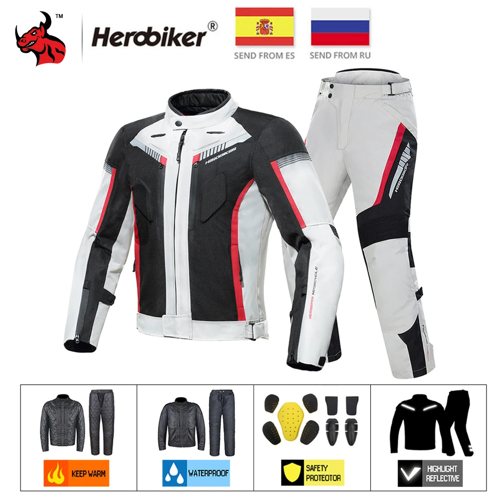 Мотоциклетная куртка HEROBIKER водонепроницаемая зимняя непромокаемая для