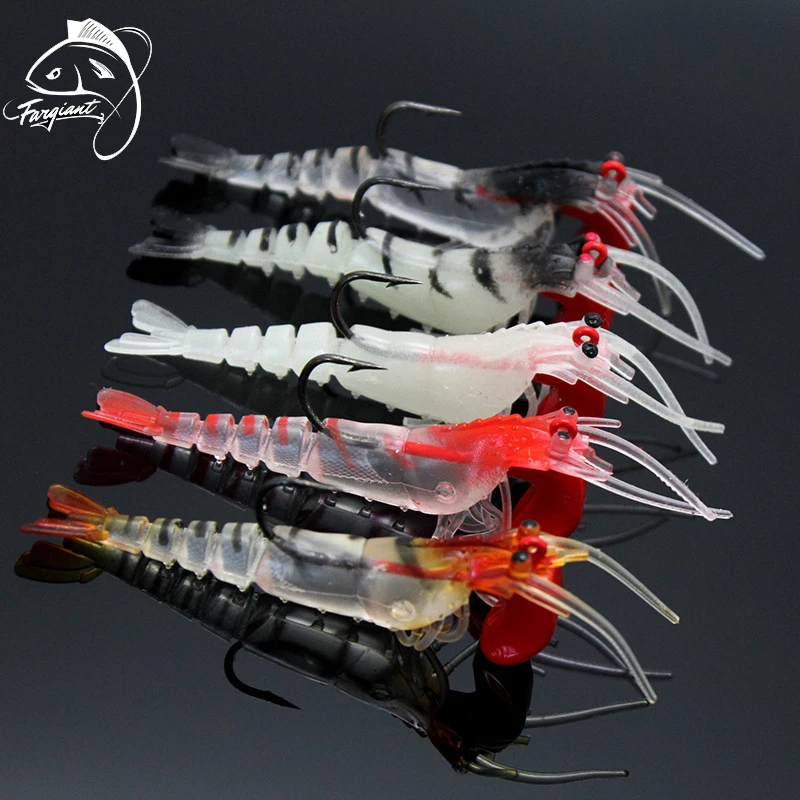 

Fargiant Shrimp Fishing Lures Classic Flexible Artificial Soft Insect Bait Bionic Luminous Wobblers Silicone Sea Fishings Tackle