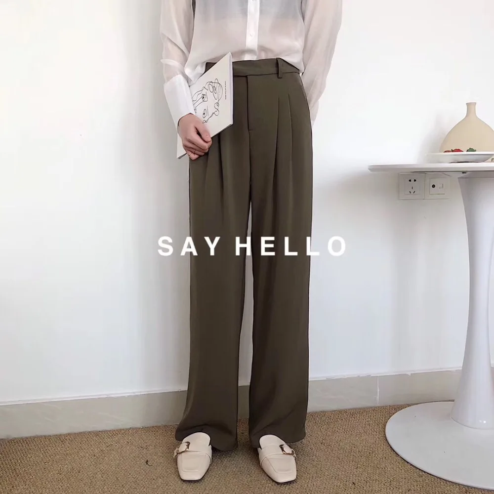 

ZOSOL High-waisted Pants Female Spring Summer 2020 New Style Korean-style Versatile Suit Pants Slimming Straight-leg Pants