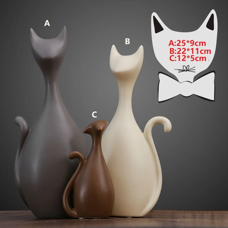 

Indoor Cabinet Retro Simple Cabinet Animal Statue Decoration Bar Props Literary Ornaments Brown small cat Gray Big Cat White Big