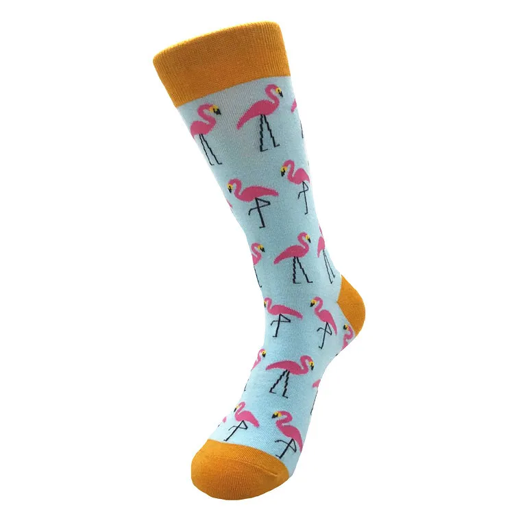 1 пара мужские спортивные носки из чесаного хлопка с рисунками животных, птиц, акул, зебры, кукурузы, арбуза, морской еды, геометрические Новые забавные носки
