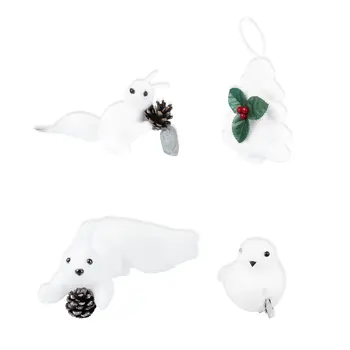 

4pcs Christmas Decorations Creative Animal Model Christmas Tree Ornament White