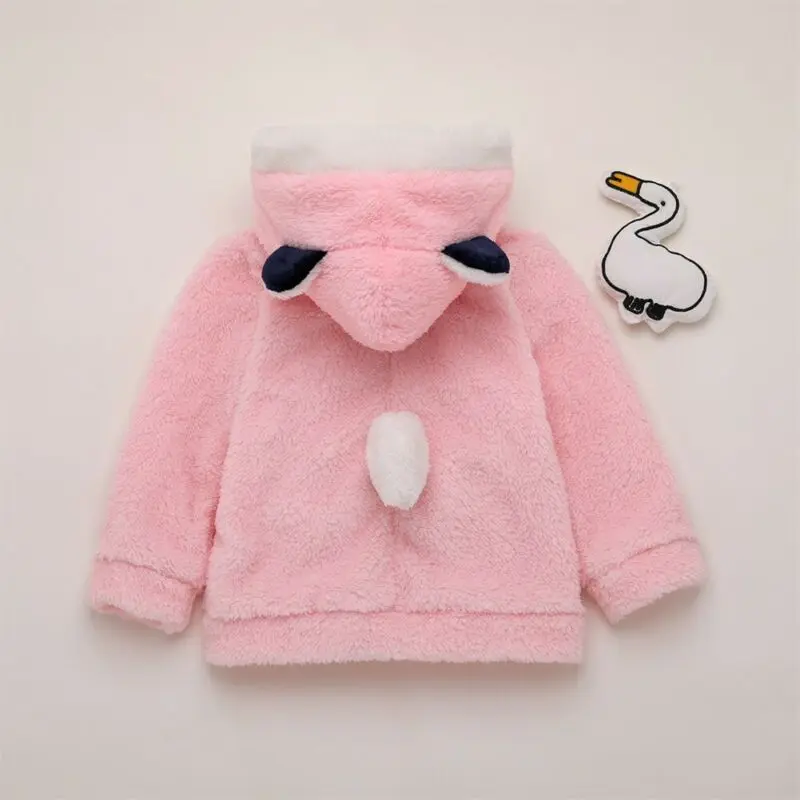 Однотонные милые свитшоты для маленьких девочек; свитер с капюшоном для маленьких мальчиков; зимняя теплая верхняя одежда; комплект одежды с капюшоном с милым медведем для новорожденных