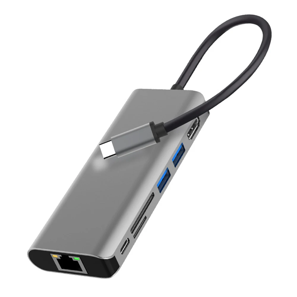 

4K 30hz Aluminum Shell 7-in-1 HD Adapter Cable US3.1 Multifunctional Docking Station Type C to HDMI Converter