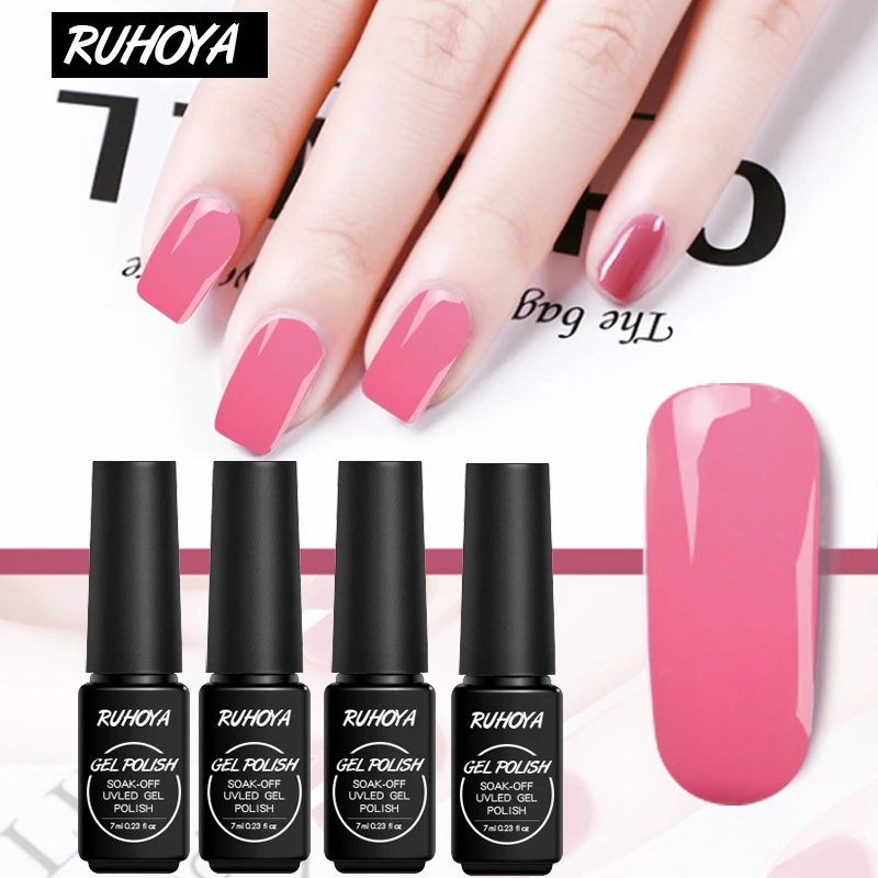 

Ruhoya Easy One Step Gel Varnish Nail High Quality Lacquer No Need Top Base Art Design Soak Off UV 3 In 1 Painting Gel Polish