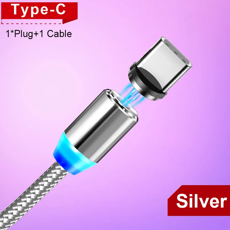 Магнитный кабель Олаф usb type C/Micro usb кабель для iphone XR 7 Xiaomi быстрое зарядное устройство кабель Microusb Кабели для мобильных телефонов USB C шнур - Цвет: Silver Type C Cable