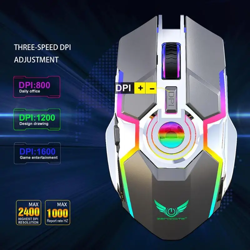 ZERODATE T30 Механическая беспроводная 2,4G 7 Кнопка 2400 dpi мышь игровая мышь беспроводная мышь с usb-приемником