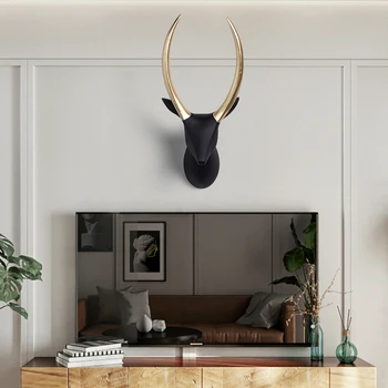 

Nordic simple household decoration creative sofa background light luxury bedroom living room deer head wall hanging decor
