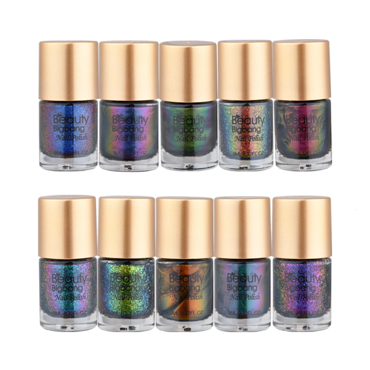 Online Schönheit BigBang 9ml Holographische Nagellack 10 Farbe Entscheidungen Holo Nagellack Lack Glitter Nail art Lack Nagellack Set
