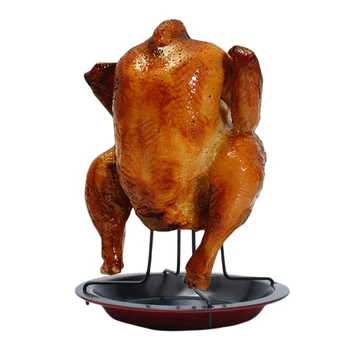 

1PC Kitchen Outdoor BBQ Tools Chicken Duck Holder Rack Grill Stand Roasting for BBQ Rib Non Stick Carbon Steel Grilling Tools