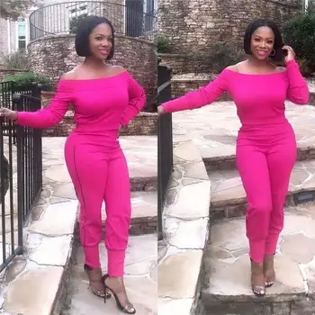 

Women Slash Neck Crop Top Elastic Waist Pants Two Piece Set Long Sleeve Short Top And Pants Suit