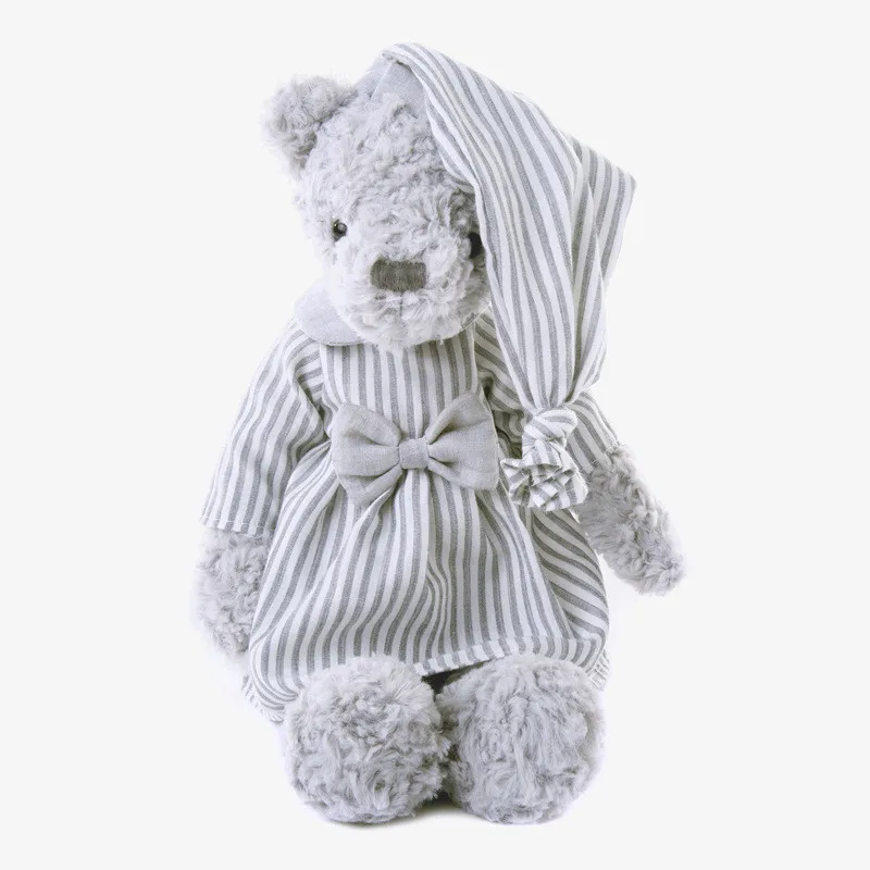 New Pajamas Teddy Bear Plush Toys Couple Bear in Stripe Skirt Clothes Soft Baby Kids Sleeping Comfort Plush Dolls Girls Gift (5)