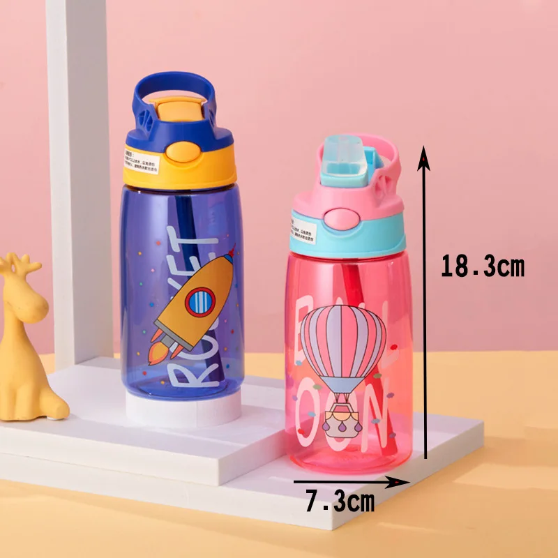 Drinking Cup Water Cup Water Bottle 480ML Leakproof Children's Straw Cup Cartoon Plastic Kids Water Sippy Cup Outdoor Portable Baby Water Bottle School Kids Kettle