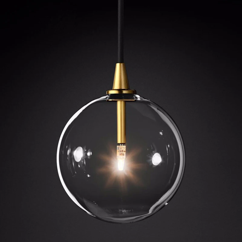 1 Light Transparent Glass Globe Led G4 Gloss Luminaire Pendant Simple Nordic Gold Metal Restaurant Hanging | Лампы и освещение