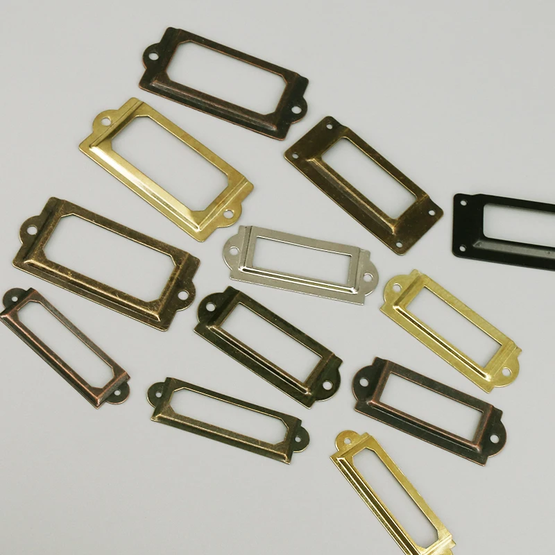 10 pezzi per biblioteca da ufficio, cassetto, armadietto, etichetta per carta, porta etichette, struttura in metallo con viti, nero, bronzo, oro, argento - immagine 3