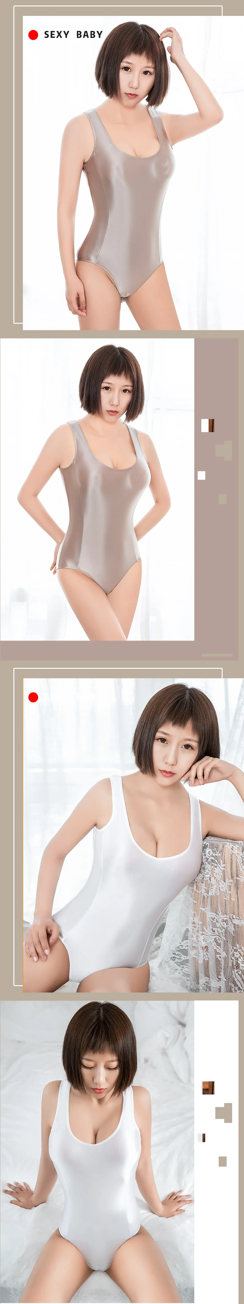 sexy bodysuit Sexy Japanese Kawaii Shiny Swimsuit Zipper Open Crotch Bodysuit Sukumizu Bathing Body Suit Tops Swimwear Swimming Costume Tights plus size bodysuit