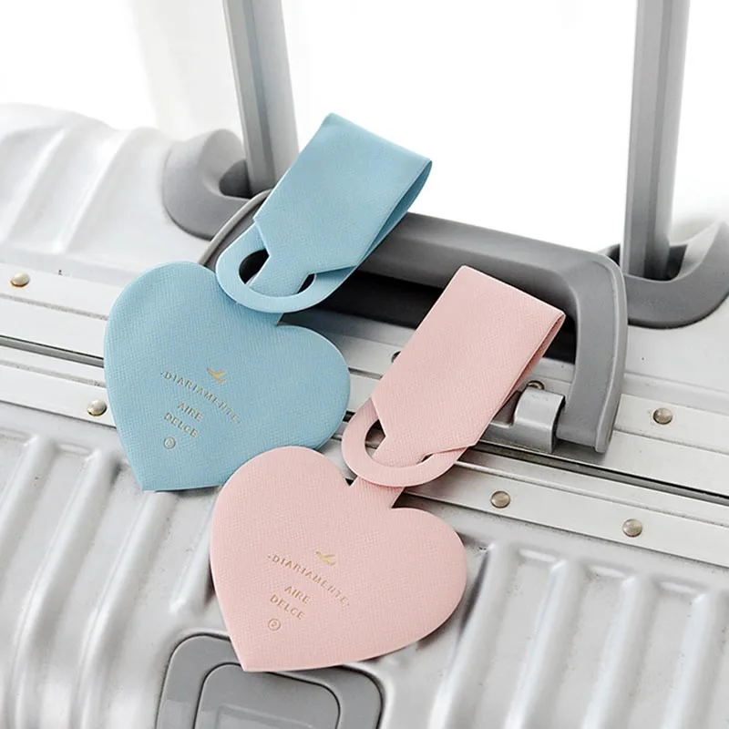 PU Leather Hot Stamping Loving Heart Luggage Tag Label Bag Lover Couples  Handbag Portable Travel Accessories Name ID Address Tag - AliExpress