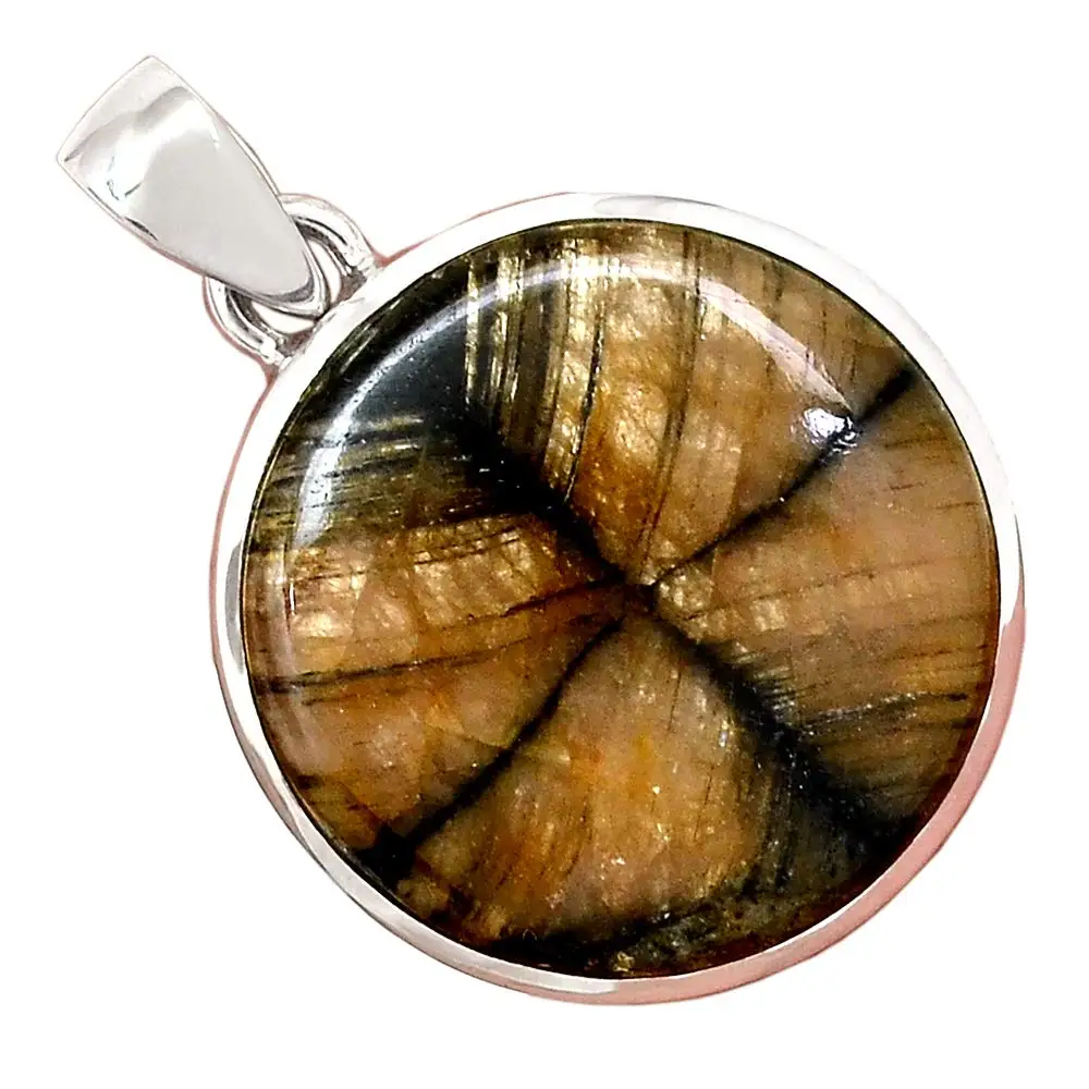 

Genuine CHIASTOLITE Pendant 925 Sterling Silver, 37.7 mm, AP6335