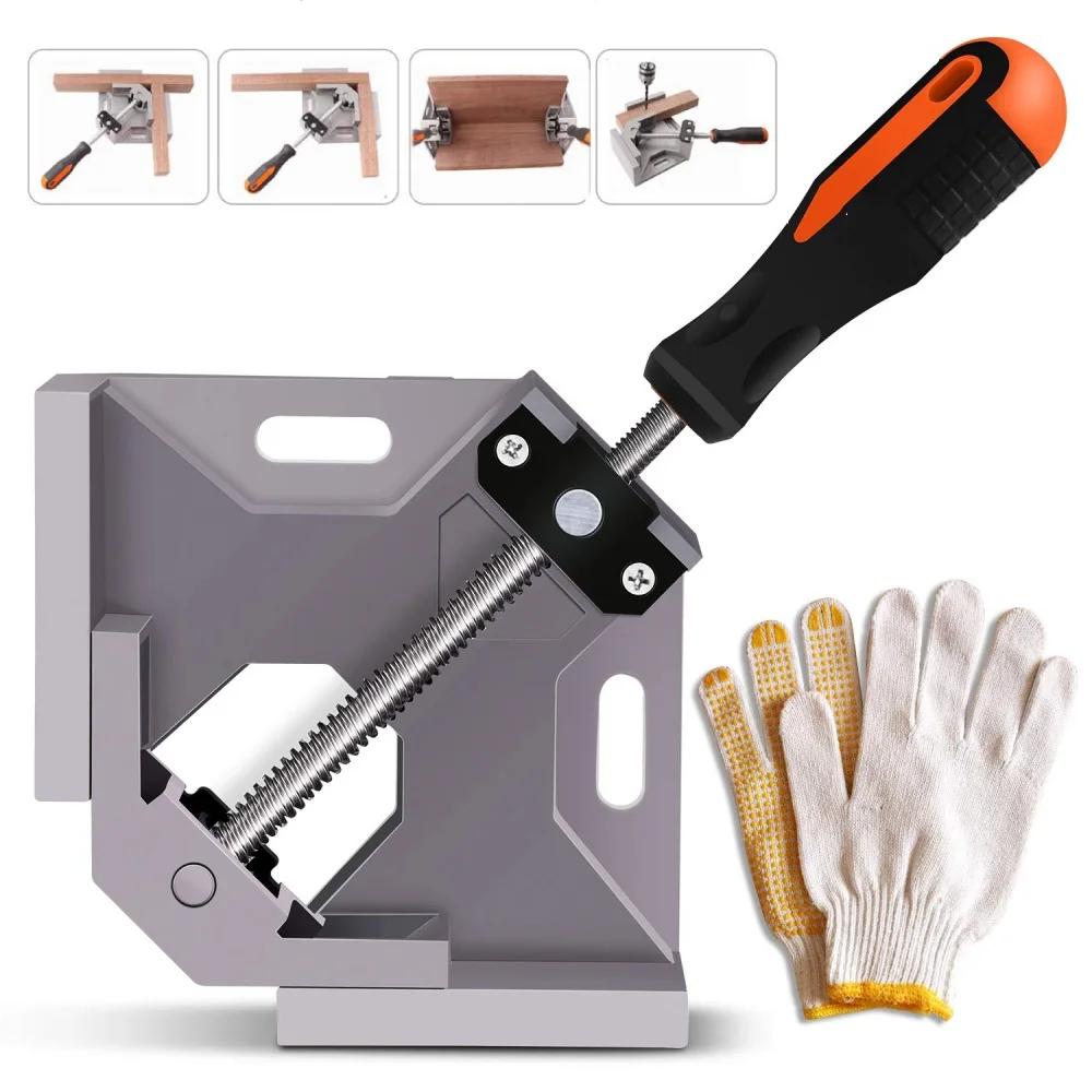 

Right Angle Clamp Single Handle 90° Aluminum Alloy Corner Clamp Right Angle Clip Clamp Tool Woodworking Photo Frame Vise Holder