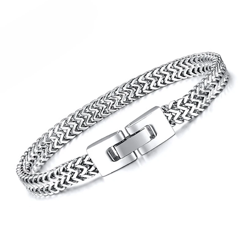 Нержавеющая Сталь Серебряный браслет мужские звенья цепи на руку Очаровательные цепи браслеты мужские аксессуары браслеты Рок Рождество